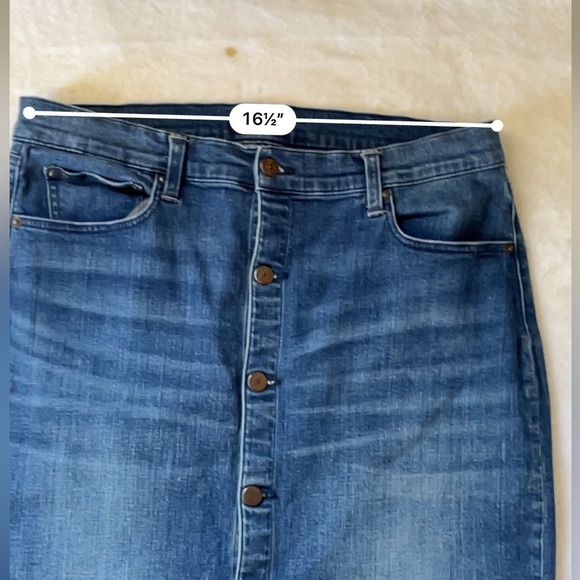 Vintage Polo Ralph Lauren Denim Midi Skirt Blue Button Front Size 12 - Picture 5 of 17